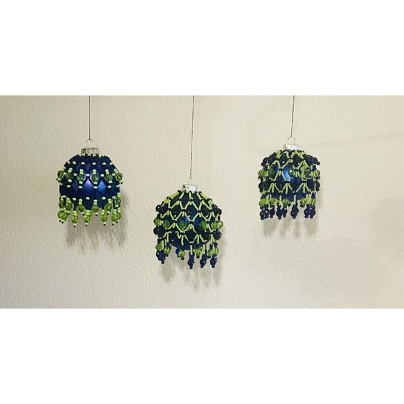3 Seahawks Christmas Ornaments Bulbs Balls Beaded Net Beads Cover Fan #12 - Picture 4 of 12